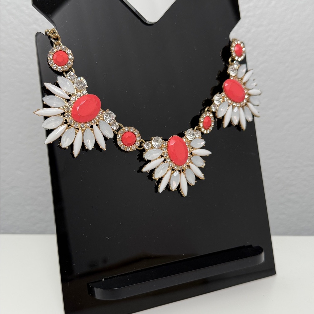 Elegant White and Coral Necklace